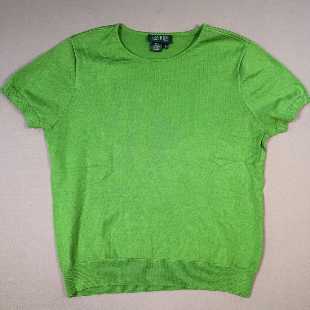 Lauren RALPH LAUREN Women Casual Boat Neck Green Blouse Size Large